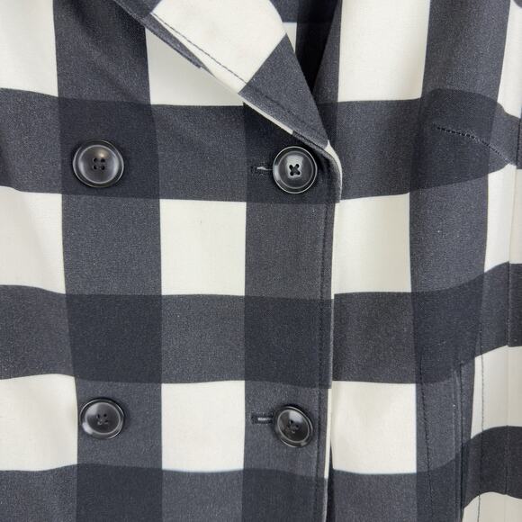 Banana Republic Women’s Plaid Black/White Double-Breasted Pea Coat Size S - Picture 10 of 16